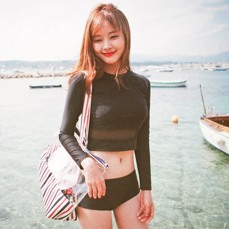 Korean Style 2017 Mesh Women Swimwear Long Sleeve Bathsuit Swimsuit Holiday Beach Pool Padded Swim Wear Two Piece Suits Black
Korean Style 2017 Mesh Women Swimwear Long Sleeve Bathsuit Swimsuit Holiday Beach Pool Padded Swim Wear Two Piece Suits Black