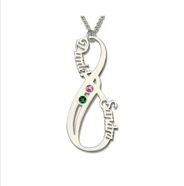 Vertical Infinity Stamped Two Names Solid Silver Jewelry Two Birthstone Nameplate Customized Necklace
Vertical Infinity Stamped Two Names Solid Silver Jewelry Two Birthstone Nameplate Customized Necklace