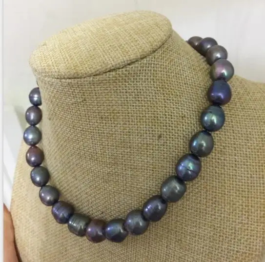 gorgeous 10-12mm south sea baroque black green pearl necklace 18inch 925silver 
gorgeous 10-12mm south sea baroque black green pearl necklace 18inch 925silver