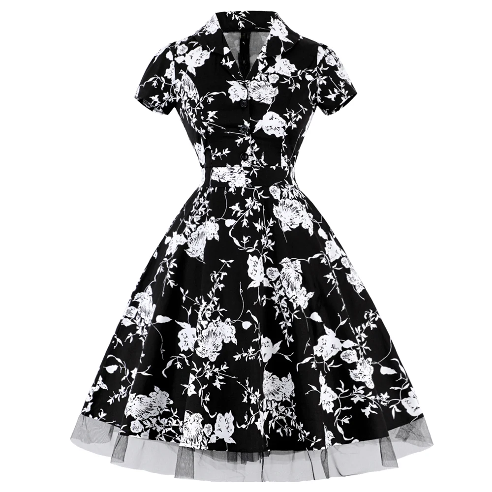 Joineles Plus Size 3XL Black Floral Print Vintage Dress Elegant Short Sleeves Lace Party Vestidos 100%Cotton Office Retro Dress
Joineles Plus Size 3XL Black Floral Print Vintage Dress Elegant Short Sleeves Lace Party Vestidos 100%Cotton Office Retro Dress