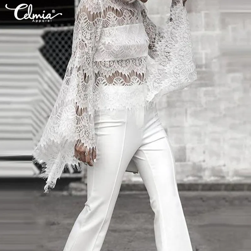 Cemia Elegant Women White Blouses 2019 Summer Lace Hollow Tops Flare Sleeve Casual See Through Blusas Femininas Plus Size Shirts
Cemia Elegant Women White Blouses 2019 Summer Lace Hollow Tops Flare Sleeve Casual See Through Blusas Femininas Plus Size Shirts