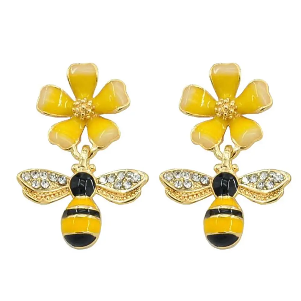 Women Bee Flower Enamel Rhinestone Inlaid Pendant Earrings Jewelry Gift Drop shipping wholesale 2019NEW
Women Bee Flower Enamel Rhinestone Inlaid Pendant Earrings Jewelry Gift Drop shipping wholesale 2019NEW