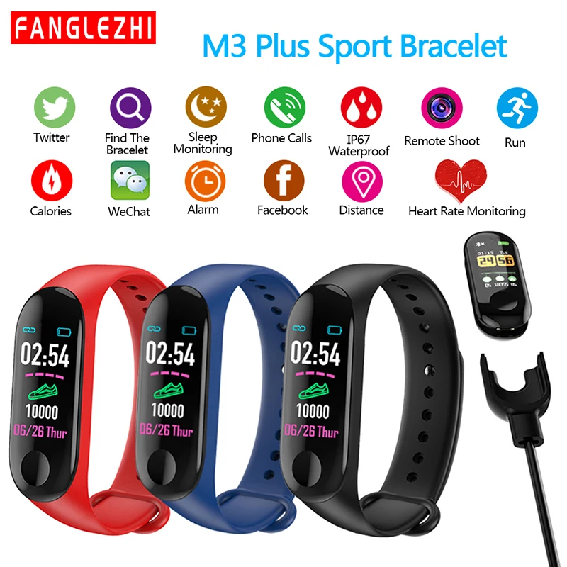 Smart Bracelet Fitness Tracker smartband m3 sport smart band watch Wristband waterproof Blood Pressure Heart Rate PK mi band 3
Smart Bracelet Fitness Tracker smartband m3 sport smart band watch Wristband waterproof Blood Pressure Heart Rate PK mi band 3