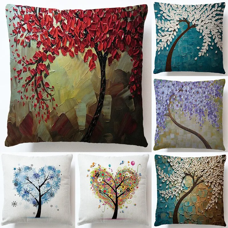 Stereo oil painting tree linen pillow set custom cartoon flower cushion European waist pillow pillow home pillow set
Stereo oil painting tree linen pillow set custom cartoon flower cushion European waist pillow pillow home pillow set