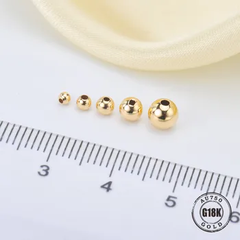 1/PCS Real 18K Gold Seamless Round Beads Polished Yellow Golden Spacer Seed Balls AU750 DIY Fashion Jewelry Making
1/PCS Real 18K Gold Seamless Round Beads Polished Yellow Golden Spacer Seed Balls AU750 DIY Fashion Jewelry Making