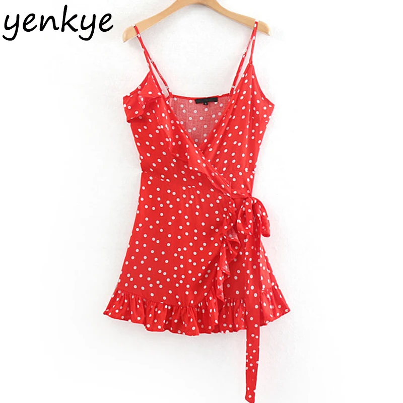 Sleeveless Summer Dress 2019 Women Polka Dot Red Sexy Sling Ruffle Dress Lady Cross V Neck A-line Mini Dress XNGC9497
Sleeveless Summer Dress 2019 Women Polka Dot Red Sexy Sling Ruffle Dress Lady Cross V Neck A-line Mini Dress XNGC9497