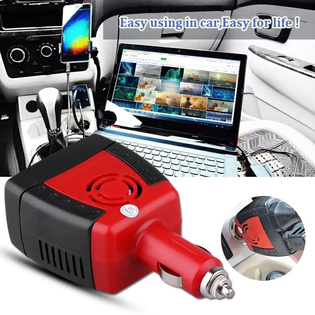 

Car Power Inverter USB 2.1A 75W DC 12V To AC 220V 50Hz Converter Adapter Car Charger For Mobile Phone Laptop Notebook