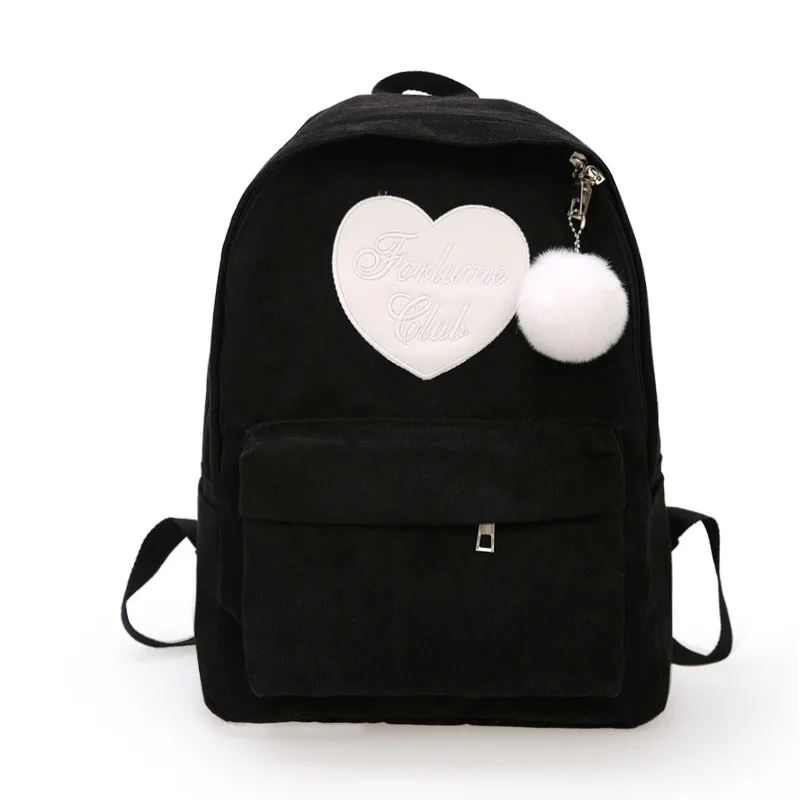 Versatile with student personality corduroy college style backpack MAO MAO heart backpack
Versatile with student personality corduroy college style backpack MAO MAO heart backpack