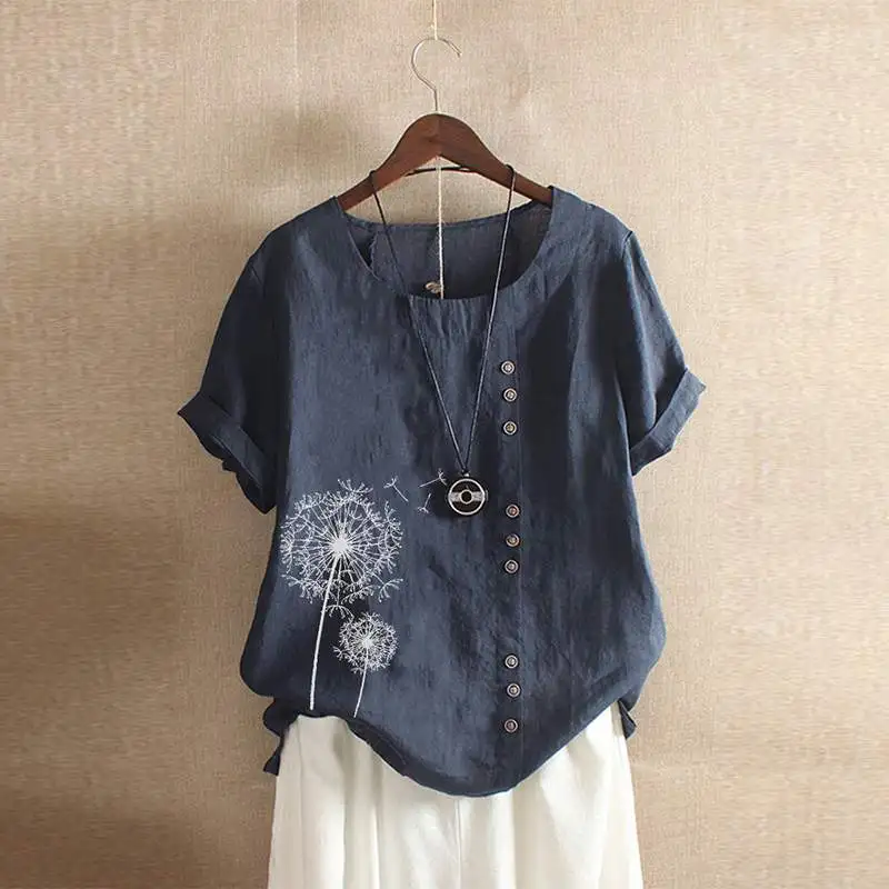 Plus Size Summer Blouse Women Vintage Floral Printed Short Sleeve Tops Casual Solid Shirt Female Cotton Linen Blusas Chemise
Plus Size Summer Blouse Women Vintage Floral Printed Short Sleeve Tops Casual Solid Shirt Female Cotton Linen Blusas Chemise