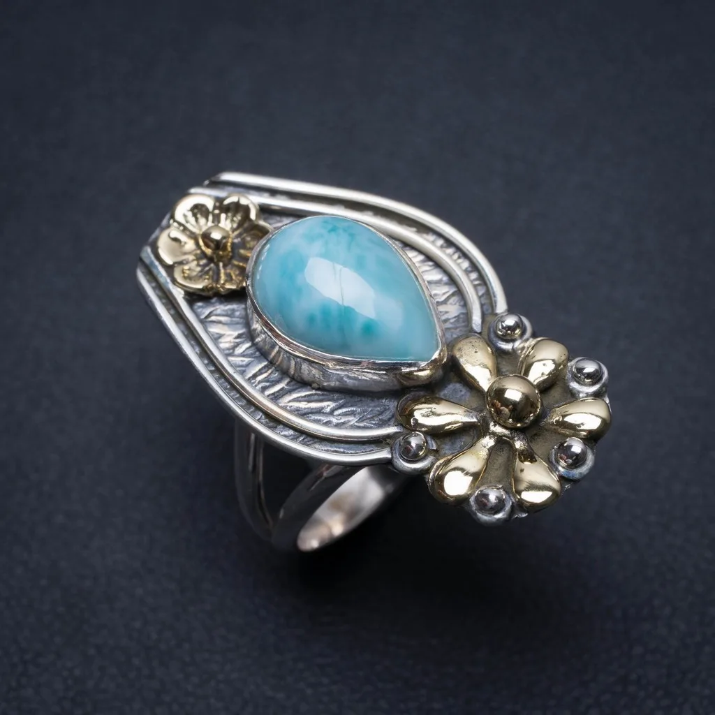 Natural Two Tones Caribbean Larimar Handmade Indian 925 Sterling Silver Ring, US Size 6.75 S2477
Natural Two Tones Caribbean Larimar Handmade Indian 925 Sterling Silver Ring, US Size 6.75 S2477