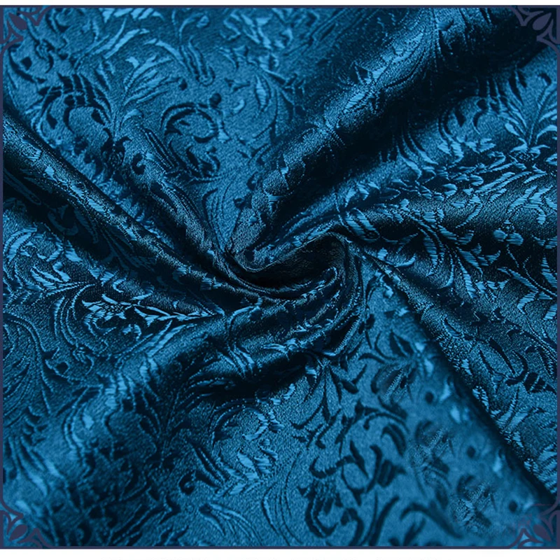 

75x 100cm Metallic Jacquard Brocade Fabric, blue wheat floral pattern 3D jacquard yarn dyed fabric for Womens Coat Dress Skirt