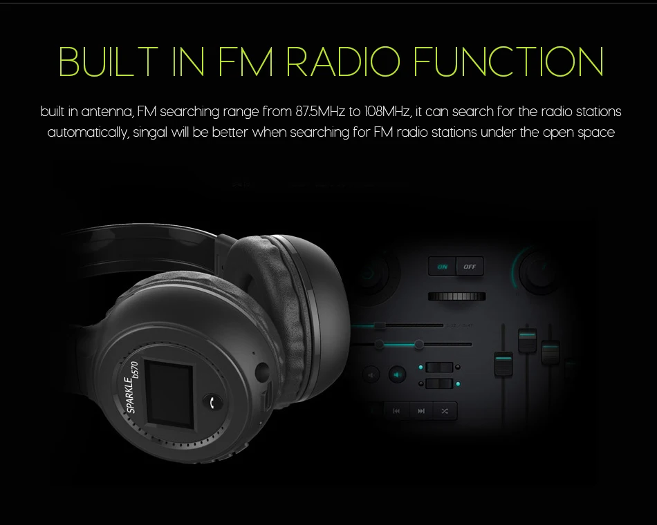 B570 Wireless Bluetooth Headphone HiFi Stereo Headset With Microphone FM Radio Micro SD Card Play for Iphone Samsung Xiaomi HTC
