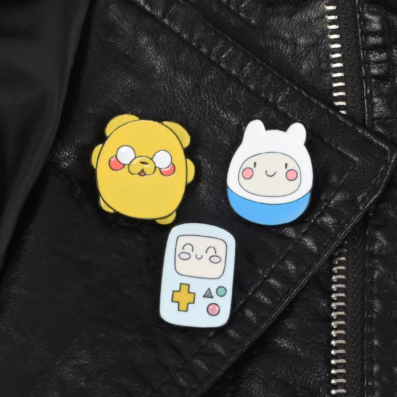 Set of 3 Cartoon Character Enamel pins Adventure Time with Finn and Jake Backpack Bag Hat Leather Jackets Fashion Accessory
Set of 3 Cartoon Character Enamel pins Adventure Time with Finn and Jake Backpack Bag Hat Leather Jackets Fashion Accessory