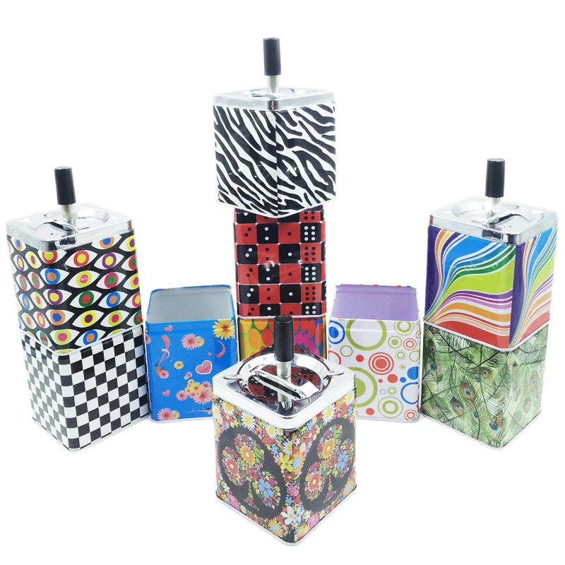 Decorative Pattern Floral Push Button Square Metal Cigaretee Ashtray Spinning Black Rotation Plain Push Down Smoking
Decorative Pattern Floral Push Button Square Metal Cigaretee Ashtray Spinning Black Rotation Plain Push Down Smoking