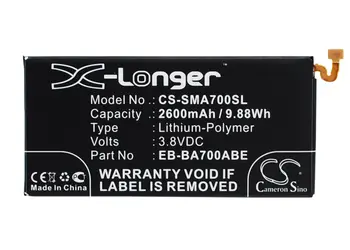 Cameron Sino 2600mAh Battery EB-BA700ABE for Samsung Galaxy A7,SM-A7000, A7009,A700F,A700FD,A700H,A700K,A700L,A700S,A700X,A700YD
Cameron Sino 2600mAh Battery EB-BA700ABE for Samsung Galaxy A7,SM-A7000, A7009,A700F,A700FD,A700H,A700K,A700L,A700S,A700X,A700YD