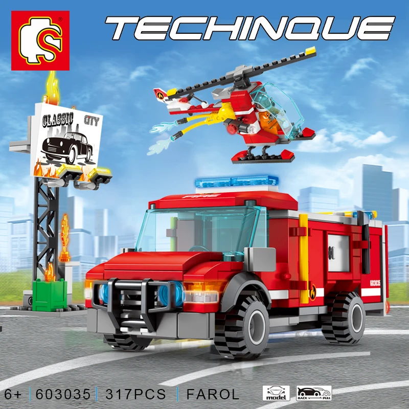 603035 City Series Technic Fire Trucks Helicopter Firefighter Figures Compatible Building Bricks Educational Toys Gifts
603035 City Series Technic Fire Trucks Helicopter Firefighter Figures Compatible Building Bricks Educational Toys Gifts