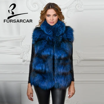 FURSARCAR Winter Real Silver Fox Fur Vest Women 60 CM Long Thick Warm Fur Vest Blue Color Genuine Leather Silver Fox Fur Gilet
FURSARCAR Winter Real Silver Fox Fur Vest Women 60 CM Long Thick Warm Fur Vest Blue Color Genuine Leather Silver Fox Fur Gilet