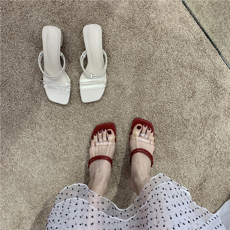Women Summer Sandals Slippers Square Heel Transparent Square Open Toe Narrow Band Slingback Sandals Slip On Slippers
Women Summer Sandals Slippers Square Heel Transparent Square Open Toe Narrow Band Slingback Sandals Slip On Slippers