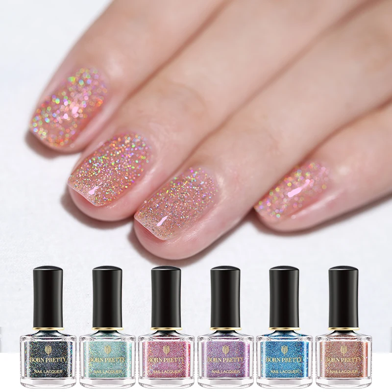 

BORN PRETTY Nail Polish Scattered Laser Holographic Nail Art Holo Shimmer Manicure Varnish 6ml