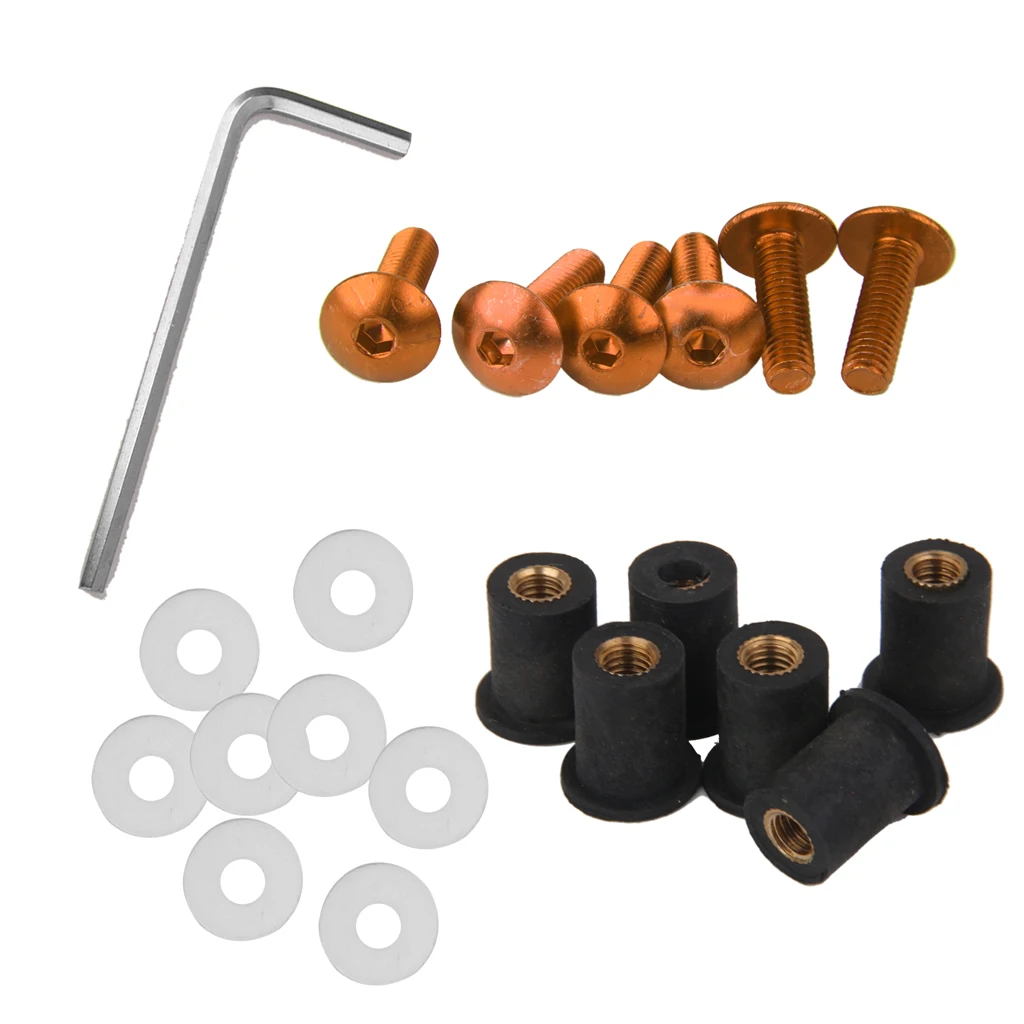 6 Pieces Fairing Windscreen Screws Bolt Kit Windshield Mounting Nuts Wellnut with Gasket & 1 Allen Key For Motorcycle Windshield 6 Pieces Fairing Windscreen Screws Bolt Kit Windshield Mounting Nuts Wellnut with Gasket & 1 Allen Key For Motorcycle Windshield