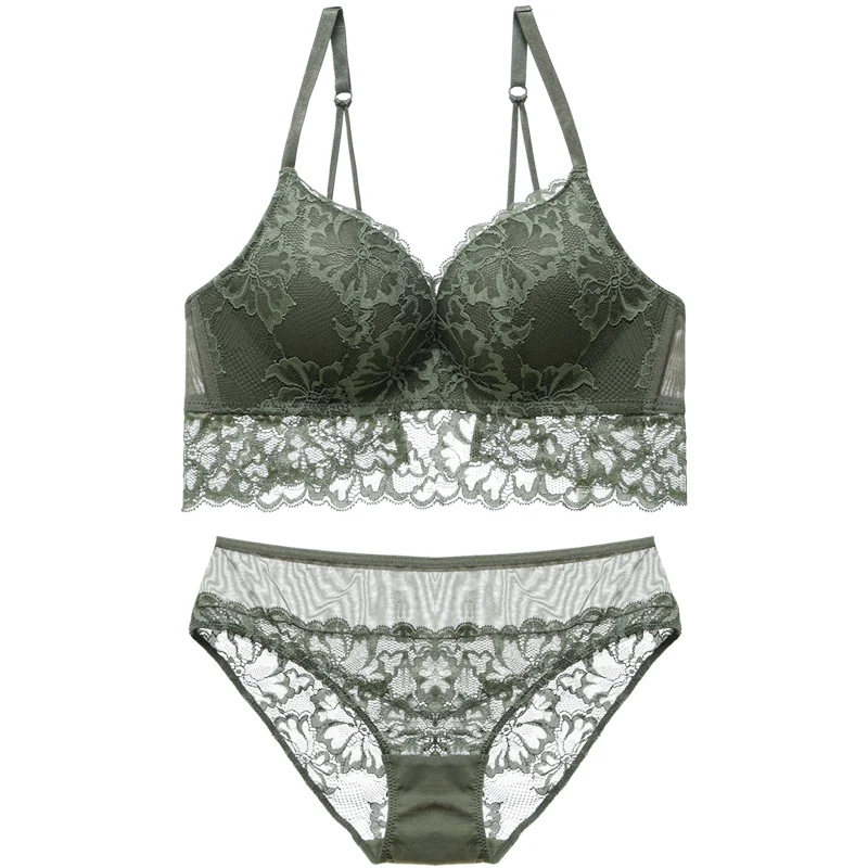 Army Green Bra Set Women Lingerie Wide Lace Trim Light Padded Wire Free Transparnt Panty Gather
Army Green Bra Set Women Lingerie Wide Lace Trim Light Padded Wire Free Transparnt Panty Gather