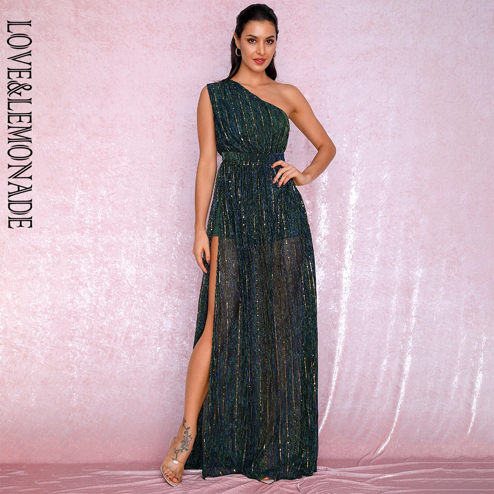 LOVE&LEMONADE Green One Shoulder Composite Sequin Material Split Party Dress LM80768A GREEN
LOVE&LEMONADE Green One Shoulder Composite Sequin Material Split Party Dress LM80768A GREEN