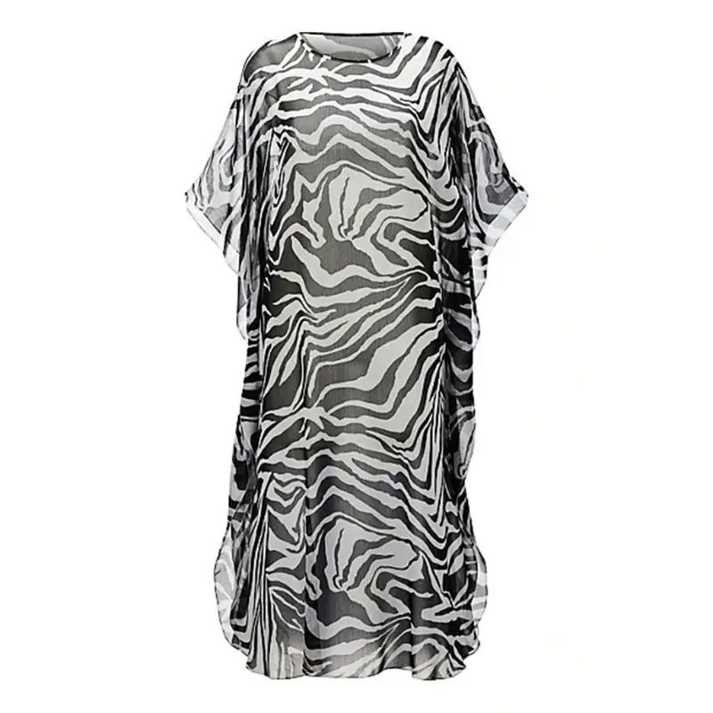Womens Chiffon Zebra-Stripes Digital Printing Bikini Cover Up Half Sleeves Semi-Sheer Side Split Maxi Dress Scoop Neck Oversized
Womens Chiffon Zebra-Stripes Digital Printing Bikini Cover Up Half Sleeves Semi-Sheer Side Split Maxi Dress Scoop Neck Oversized