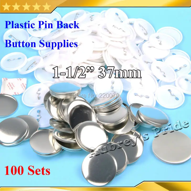 100 Sets 1-1/2" 37mm Plastic Pin Back Button Supply Materials for Professional Badge Button Maker
100 Sets 1-1/2" 37mm Plastic Pin Back Button Supply Materials for Professional Badge Button Maker