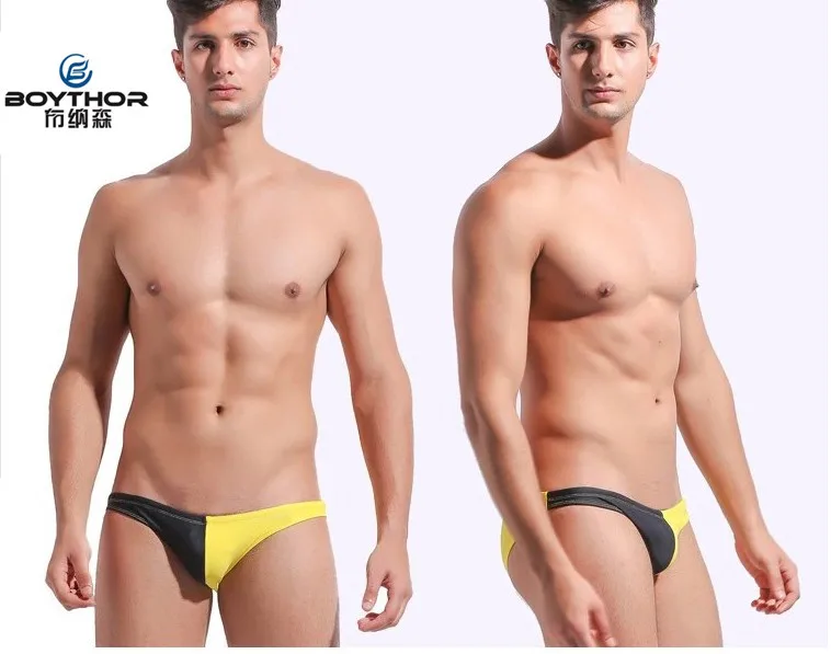 

Private custom BOYTHOR New branding Men's sexy swimwear Bump joining together low-waist triangle swim trunks pants quick-drying