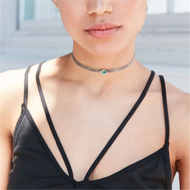 New Simple Silver Braided Alloy Necklaces Blue White Black Gem Classic Punk Rock Harajuku Collar Choker Necklace
New Simple Silver Braided Alloy Necklaces Blue White Black Gem Classic Punk Rock Harajuku Collar Choker Necklace