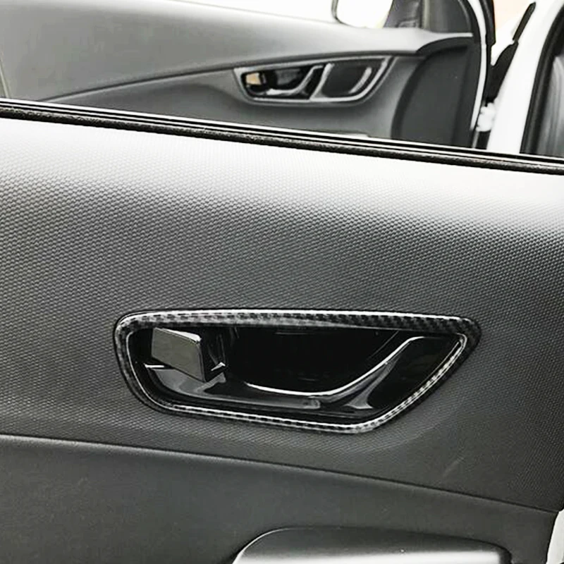 Для Hyundai Kona Encino 2018 2019 ABS матовая и углеродное волокно Автомобильная Внутренняя