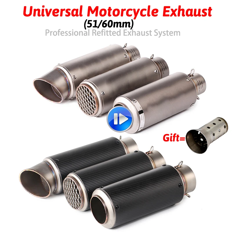 Universal Motorcycle Exhaust Muffler SC GP Motocross Escape Slip-on Exhaust Carbon Fiber Exhaust Pipe Muffler 51-61
Universal Motorcycle Exhaust Muffler SC GP Motocross Escape Slip-on Exhaust Carbon Fiber Exhaust Pipe Muffler 51-61