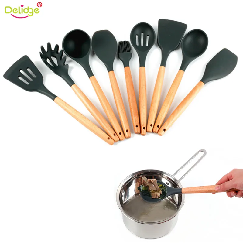 Delidge 1 pc 9 Styles Wood Handle Kitchen Cooking Spatula Food Grade Silicone Brush Scraper Salad Spoon Kitchen Utensils
Delidge 1 pc 9 Styles Wood Handle Kitchen Cooking Spatula Food Grade Silicone Brush Scraper Salad Spoon Kitchen Utensils