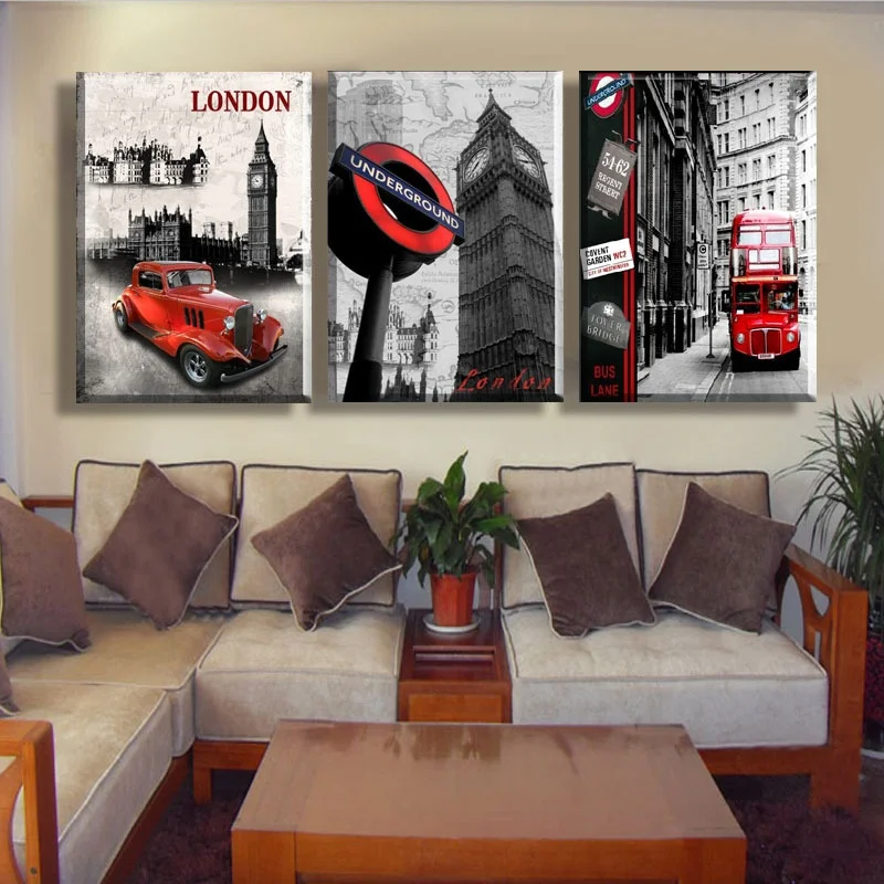 Hd Moderne 3 Stucke London Landschaft Leinwand Malen Board Ol Wandkunst London Bus Auto Big Ben Landschaft Drucken Bild Prints Pictures Wall Artcanvas Paint Aliexpress