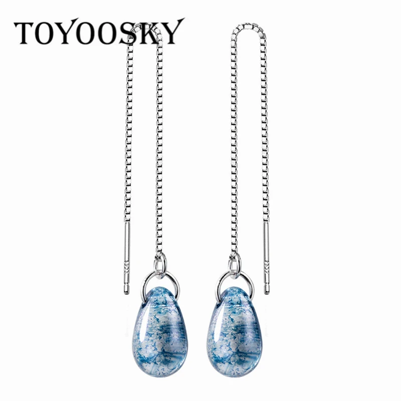 TOYOOSKY Fashion Blue Drop-shaped Ear Line 925 Sterling Silver Earrings Female Temperament Long Ear Jewelry Brincos
TOYOOSKY Fashion Blue Drop-shaped Ear Line 925 Sterling Silver Earrings Female Temperament Long Ear Jewelry Brincos