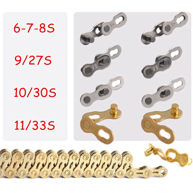 2pcs Speed Bike Chain Silver/Gold Links Road and Mountain Bicycle S