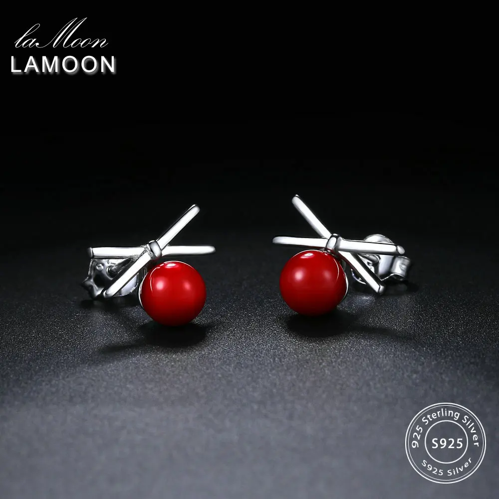 LAMOON Creative Red Beads Bow-knot Shape 100% 925-Sterling-Silver Earrings S925 Fine Jewelry For Women Girl Gift LMEY241
LAMOON Creative Red Beads Bow-knot Shape 100% 925-Sterling-Silver Earrings S925 Fine Jewelry For Women Girl Gift LMEY241