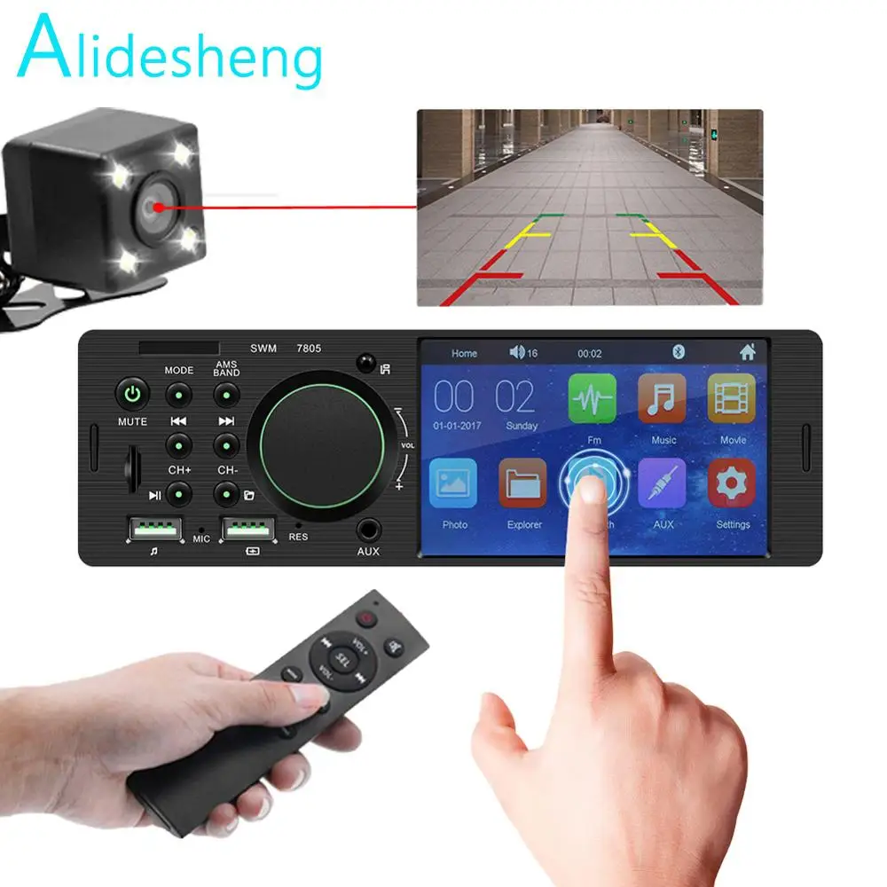 1 Din Car Radio Car FM Player Autoradio Bluetooth Handsfree Audio Support Rear view Camera Car Stereo MP5 TF/USB/AUX Remote
1 Din Car Radio Car FM Player Autoradio Bluetooth Handsfree Audio Support Rear view Camera Car Stereo MP5 TF/USB/AUX Remote