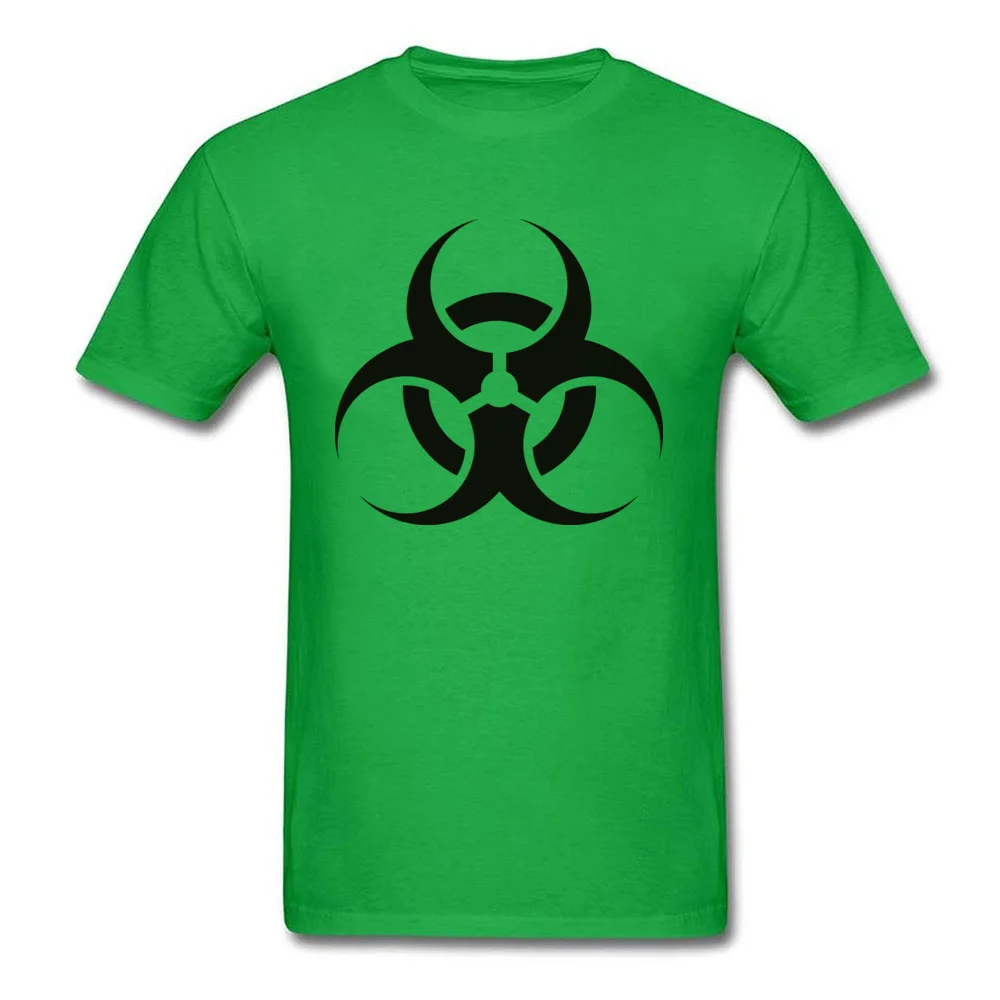 Crazy Round Neck T-Shirt Summer/Autumn T Shirt Short Sleeve Hip Hop 100% Cotton Camisa Tee Shirt Printed On Men Bio hazardous danger warning in Black green