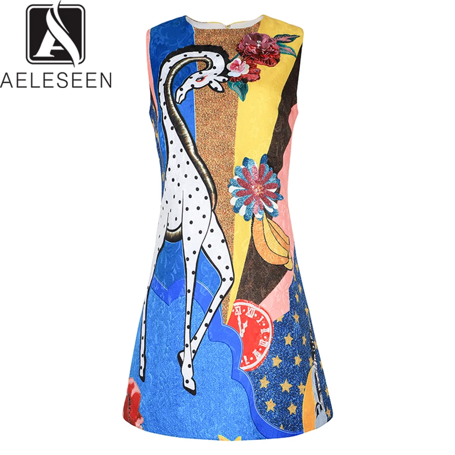 AELESEEN Fashion Designer Sequined Summer Dress 2019 Runway Women's Sleeveless 3D Floral Mini Graffiti Printed Dress
AELESEEN Fashion Designer Sequined Summer Dress 2019 Runway Women's Sleeveless 3D Floral Mini Graffiti Printed Dress