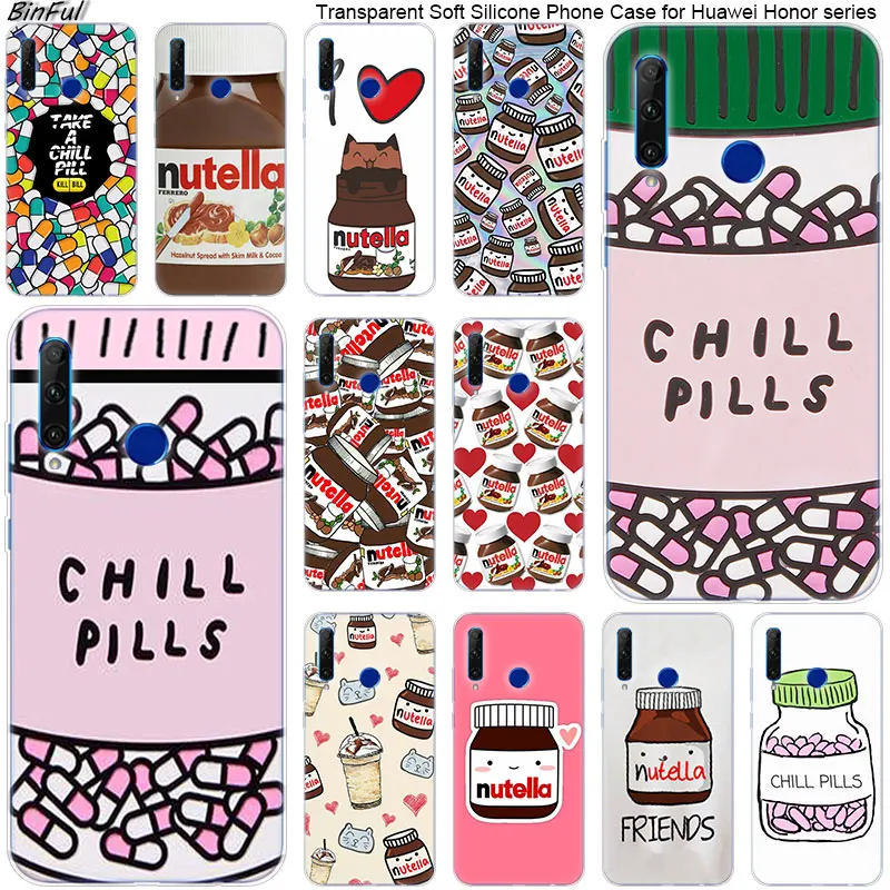 Hot Chills Pills Chocolate Nutella Silicone Phone Case for Huawei Honor 20 20i 10 9 8 Lite 8X 8C 8A 8S 7S 7A Pro View Fashion | Мобильные