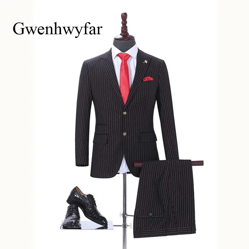 Gwenhwyfar Stripe Men Suits Black Business Men Elegant Suits Blazer With Pants 2018 Formal Groom Best Men Tuxedos For Wedding
Gwenhwyfar Stripe Men Suits Black Business Men Elegant Suits Blazer With Pants 2018 Formal Groom Best Men Tuxedos For Wedding