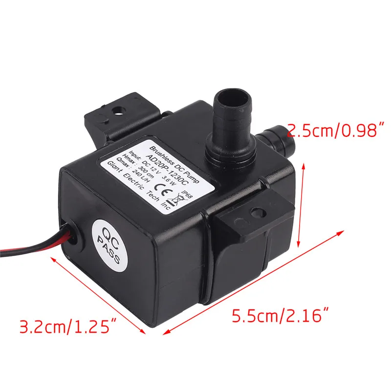 Ultra Quiet DC 12V Brushless Motor Submersible Water Pump IP68 3m 240L H Home Fish Pond Pool ABS Water Pump 4.8W0