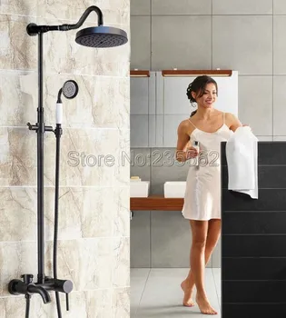 Bathroom Rain Shower Faucet Set Black Oil Rubbed Bronze Wall Mounted Single Handle Bathtub Mixer Taps with Hand Shower lrs628
Bathroom Rain Shower Faucet Set Black Oil Rubbed Bronze Wall Mounted Single Handle Bathtub Mixer Taps with Hand Shower lrs628