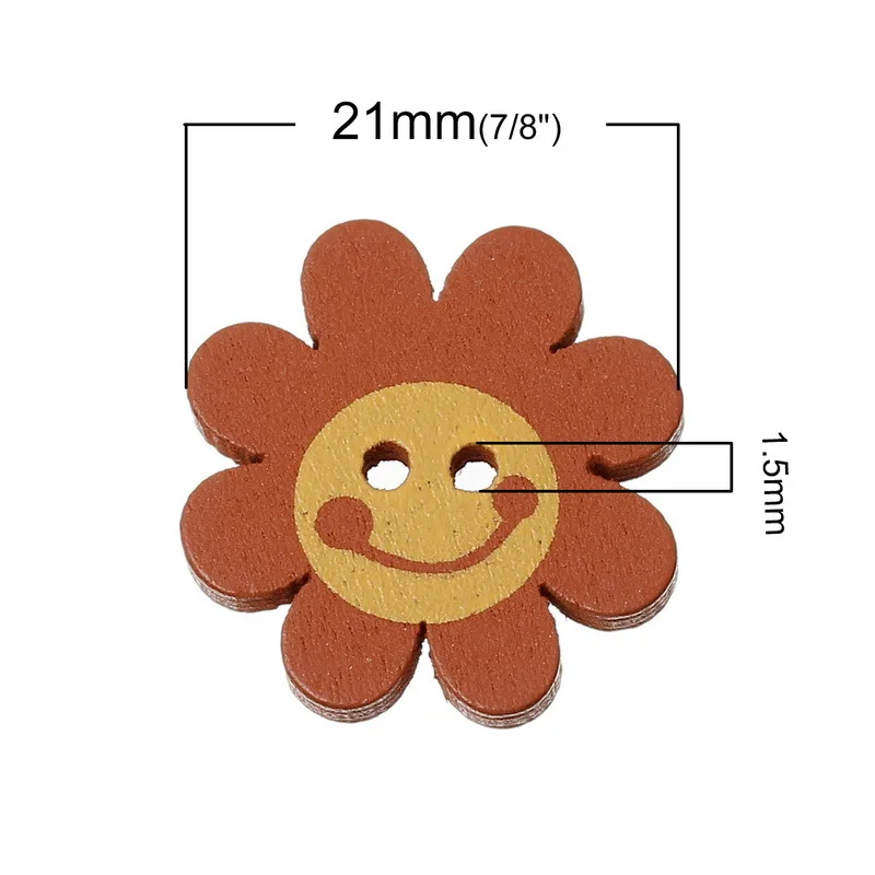 XINAHER-50Pcs-Smiling-face-pattern-flower-shape-2-Holes-Wooden-Buttons-Sewing-Buttons-Craft-Scrapbooking-Clothing