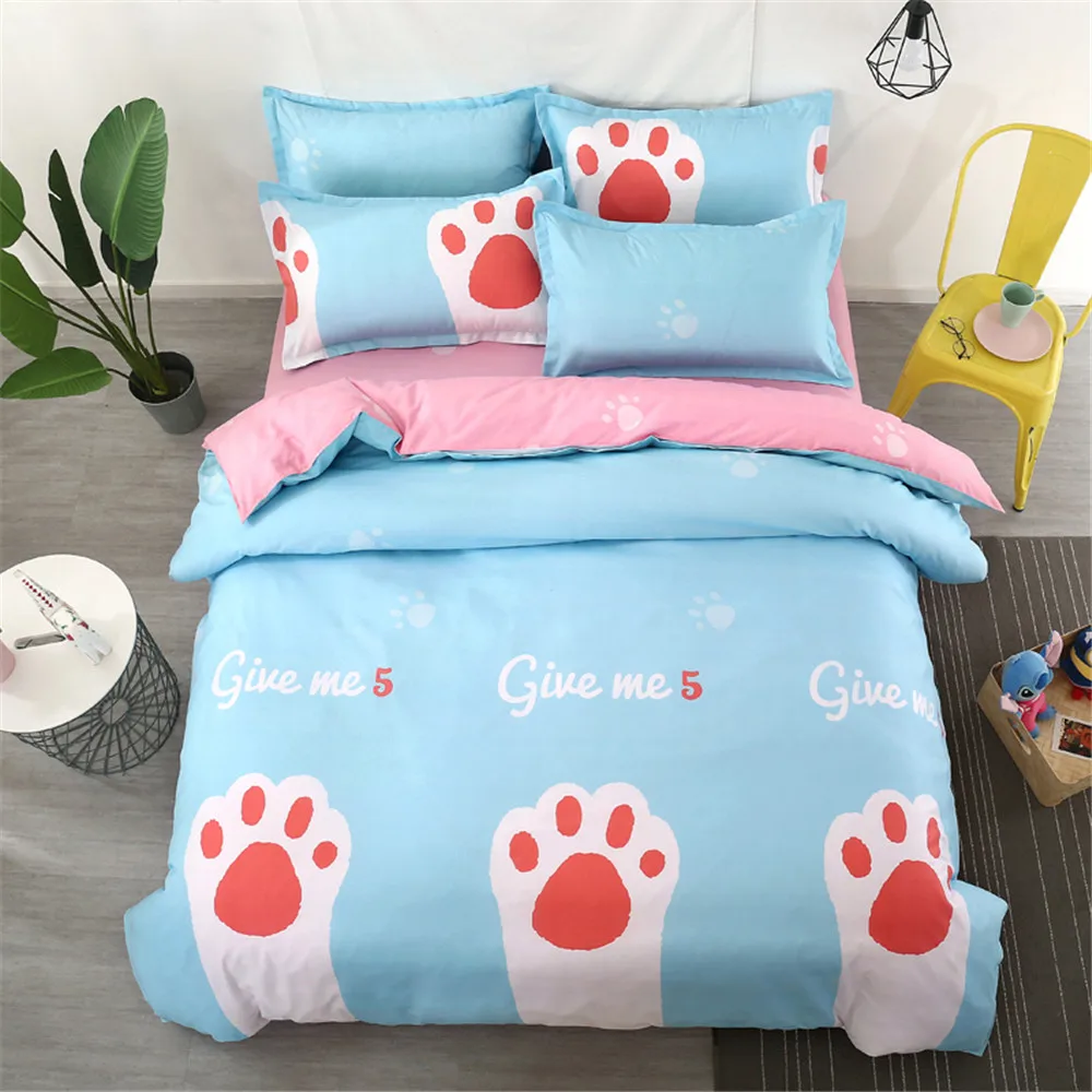 Cute Light blue white red Duvet Cover Sets Bedding Set Cat Paw Pattern Print polyester Kid Queen King Size flat soft Sheet 4pcs
Cute Light blue white red Duvet Cover Sets Bedding Set Cat Paw Pattern Print polyester Kid Queen King Size flat soft Sheet 4pcs