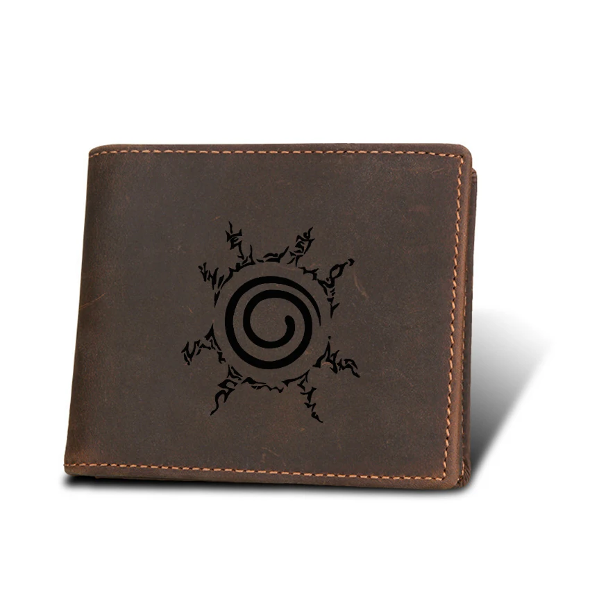 Мужской короткий кошелек Naruto из натуральной кожи на молнии с карманом для монет |