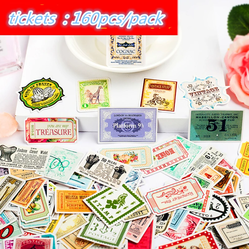 160 шт. креативные милые самодельные Карманные наклейки почтовые марки печать