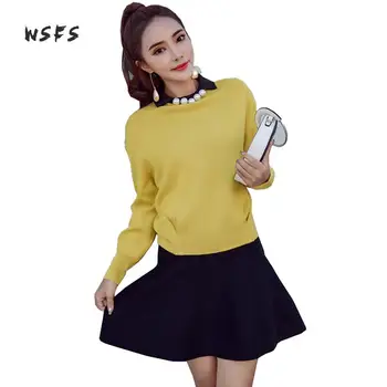 Wsfs 2 Pieces Winter Women Dresses Purple Yellow Sweater Long Sleeve Turndown Vintage Bandage Party Dress Black Mini Aline Dress
Wsfs 2 Pieces Winter Women Dresses Purple Yellow Sweater Long Sleeve Turndown Vintage Bandage Party Dress Black Mini Aline Dress