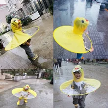 Criativo dos desenhos animados pato chuva chapéu dobrável crianças capa de chuva guarda-chuva capa bonito capa capa de chuva universal para meninos meninas(China)